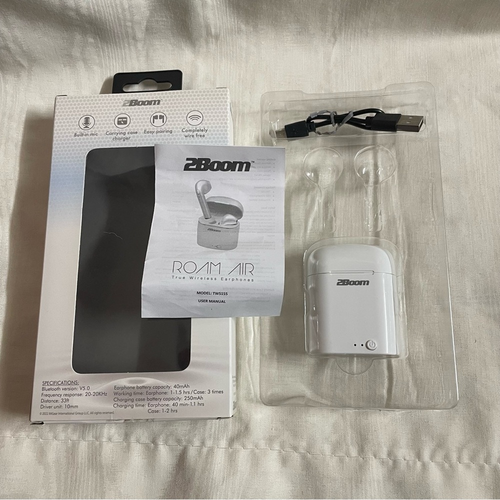 2Boom TWS155 True Wireless Bluetooth Earphones White